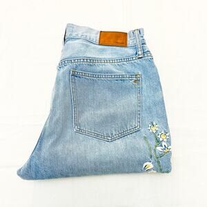 Madewell The Perfect Vintage Jean Embroidered Light Wash Denim Size 28